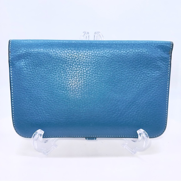 Authentic Hermes Dogon Duo Wallet with Zip Pouch in  Bleu Jean Togo Leather EUC - Picture 17 of 17